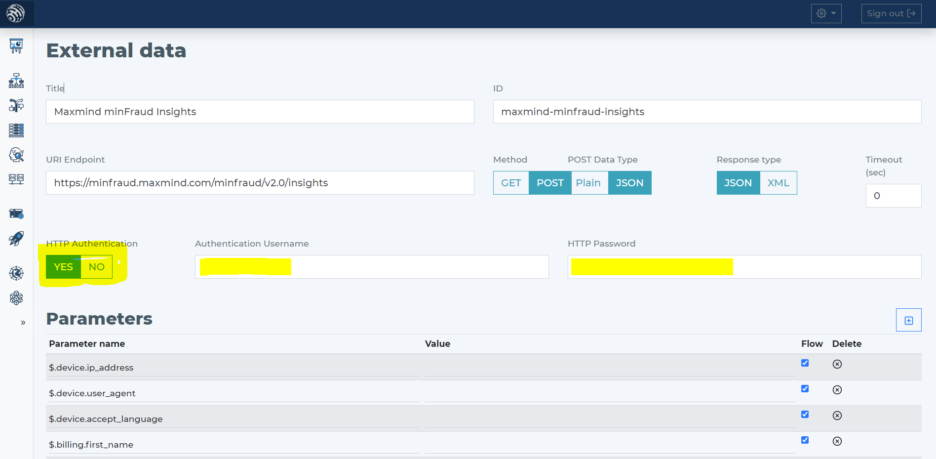 Create Maxmind minFraud Insights from template