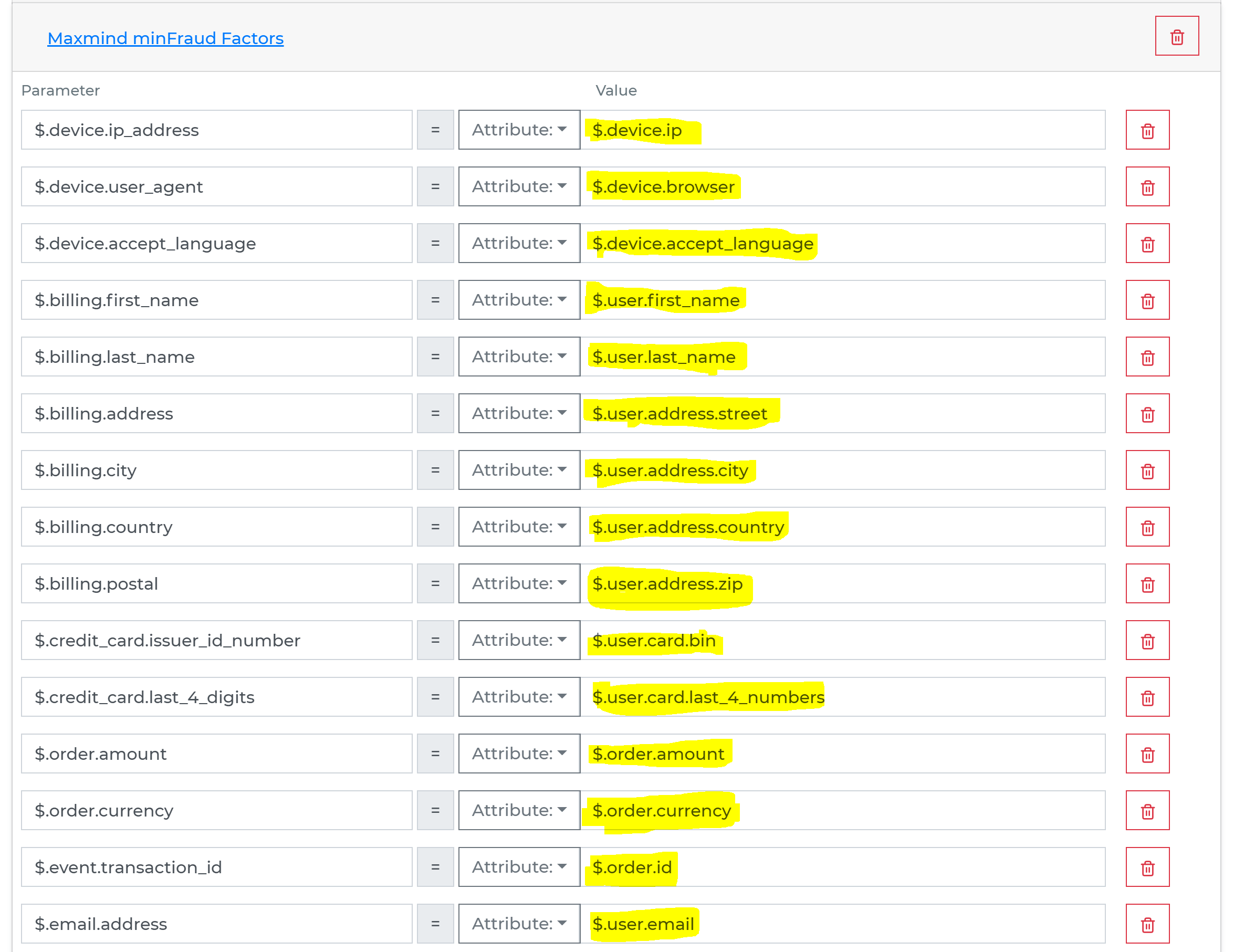 Maxmind minFraud Factors within a decision step