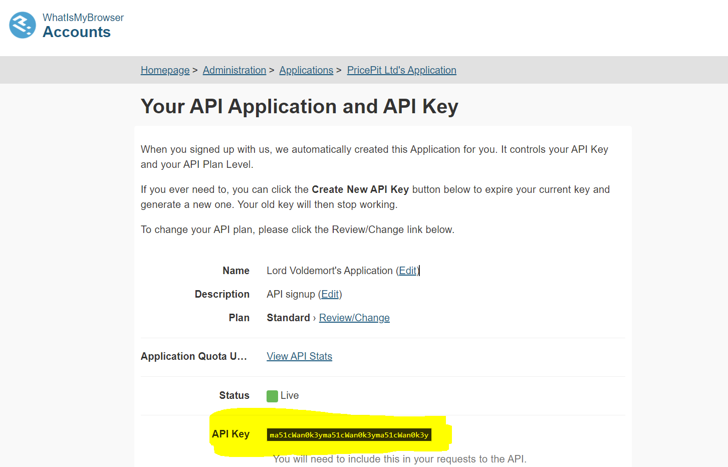 WhatIsMyBrowser  Key Generation