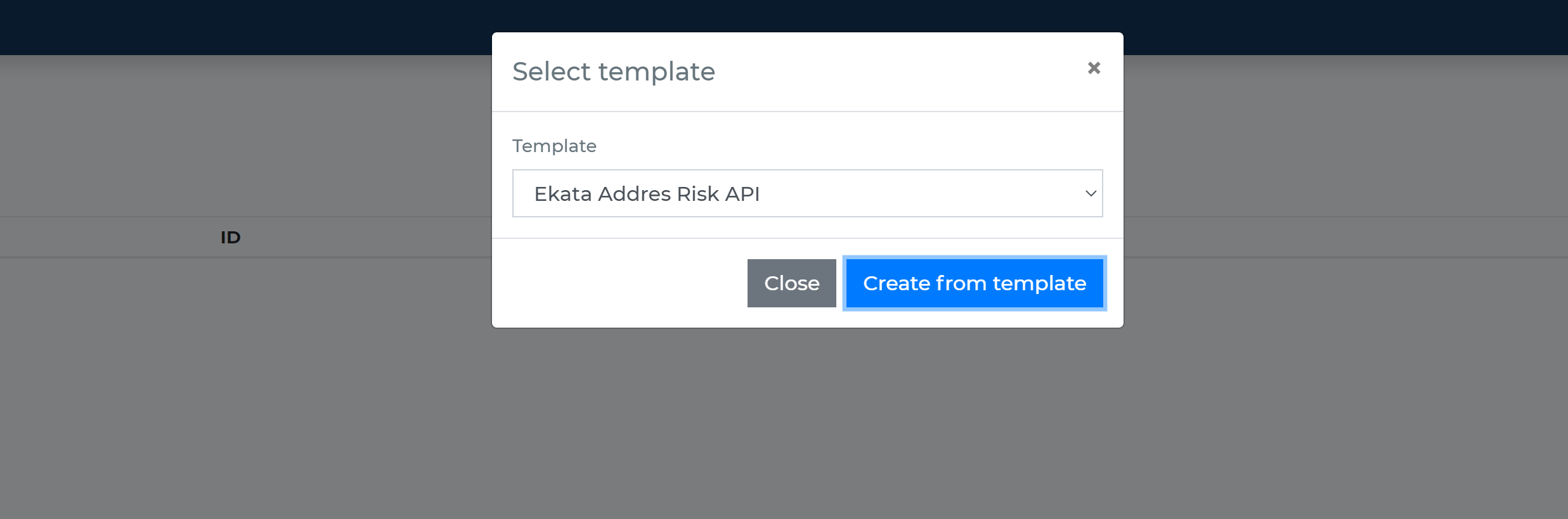 Create Ekata Address Risk API from template