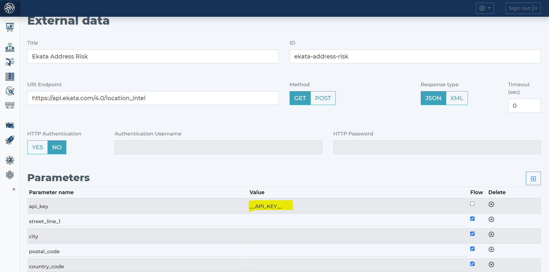 Create Ekata Address Risk API from template
