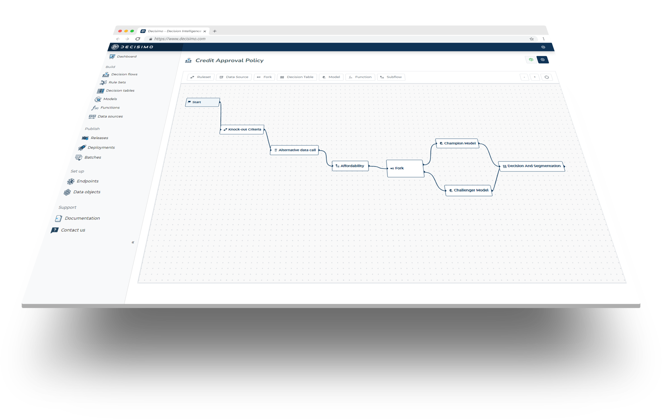Decisimo is simple drag-and-drop workflow builder to define your decision flow